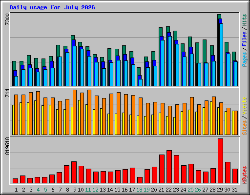 Daily usage for July 2026